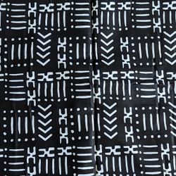 African Fabric 1 Yard Cotton Wax Ankara Print BLACK WHITE Abstract