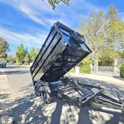 NEW DUMP TRAILER 8X12X4 12000 LBS
ROLLING TARP--SPARE TIRE,ELECTRIC BRAKES,HYDRAULIC SYSTEM,REMOTE CONTROL,IDEAL FOR HAULING, DEMOLITION, TRASH ETC,FO