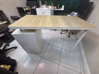 Manicure Nail Table with Storage Cabinet