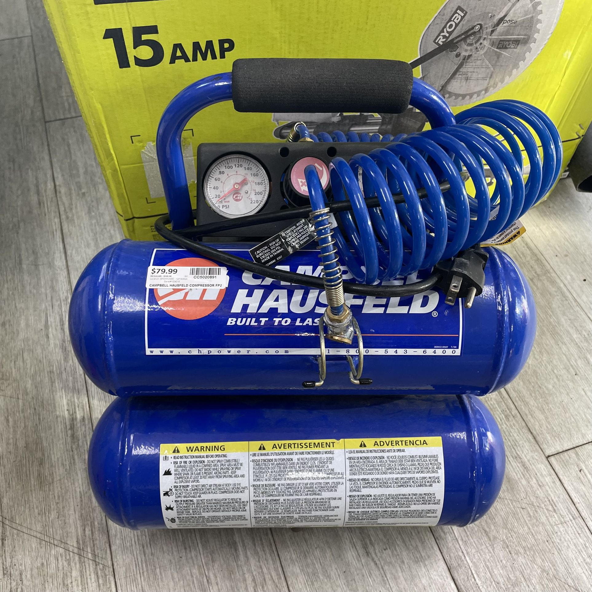 Campbell Hausfeld 2 Gallon 100 PSI Air Compressor 