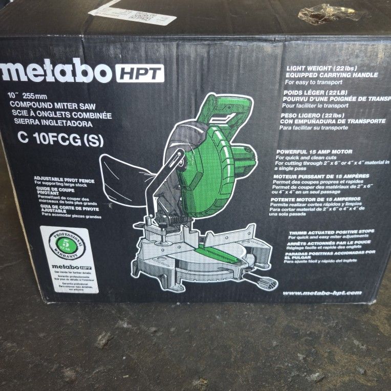 MetaboHPT 10-in 15-Amp Single Bevel Compound Corded Miter Saw #4842
