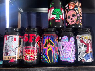 Plastic tumblers / cups / straws / horror / anime / hulk / coffee / 49ers / dog mom / ghostface / Michael Myers