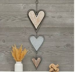 Textured Hearts Hanging Metal Wall Decor