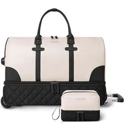 🧳 For Sale: ETRONIK Rolling Duffle Bag with Wheels – 21” Carry-On Travel Bag (Beige)