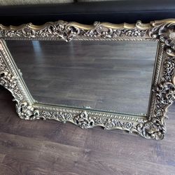 Antique Plastic Ornate Frame & Mirror