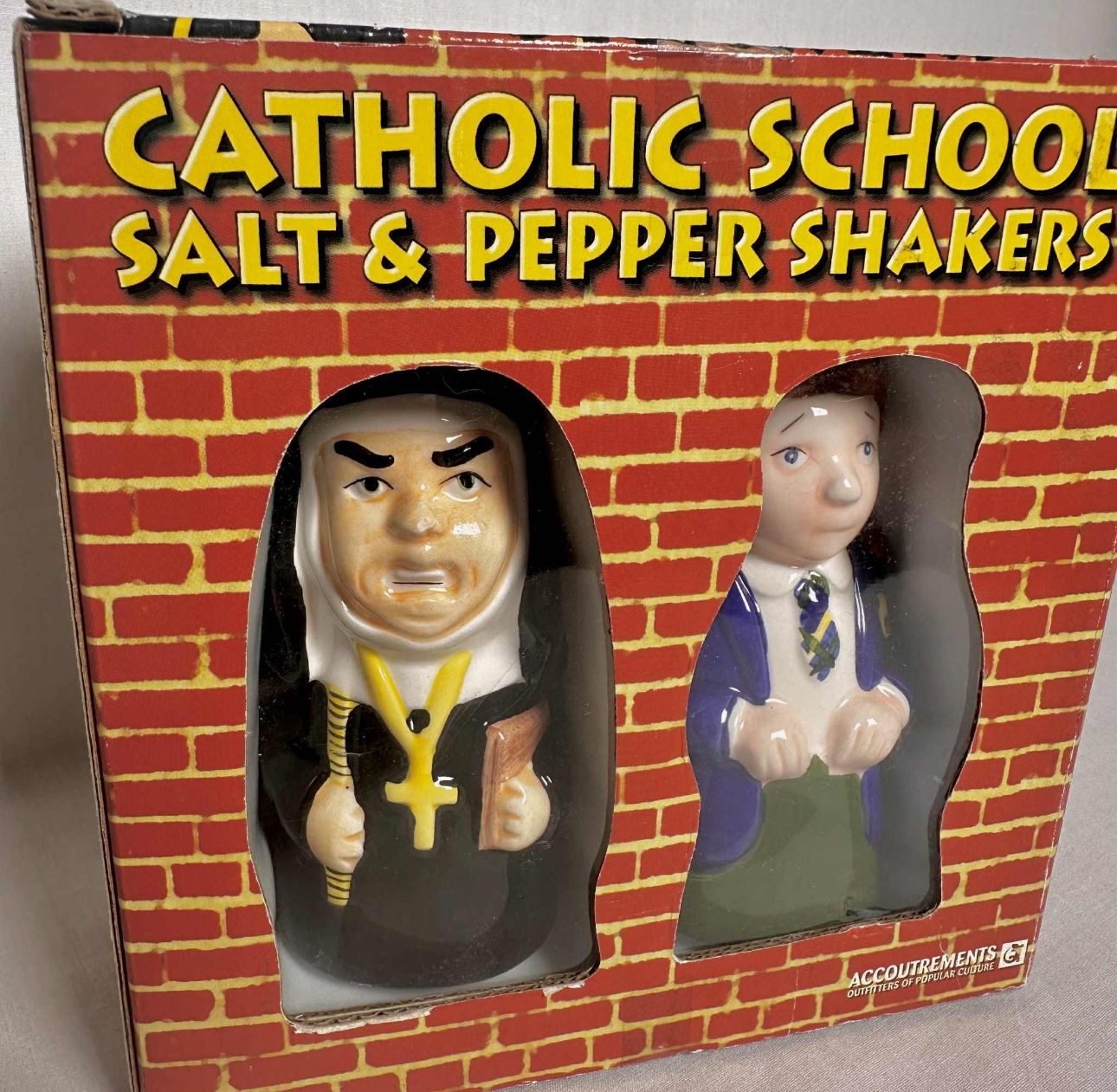 Vintage Catholic School SALT and PEPPER Shaker Set CIB Nuns