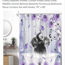 Elephant Shower Curtain 70"  X 90"