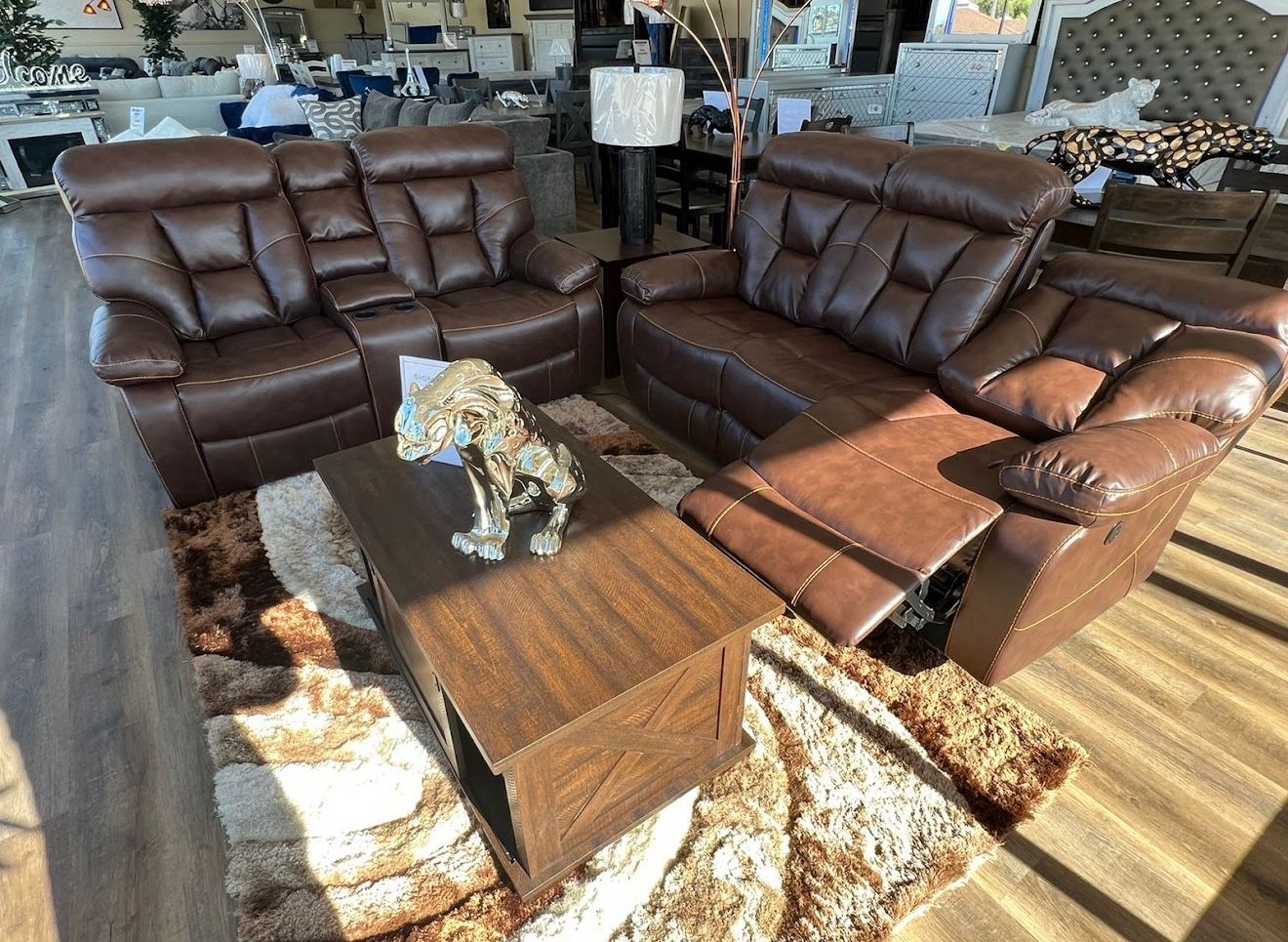 Brown Leather Recliner, Loveseats ,Zero Money Down !!!