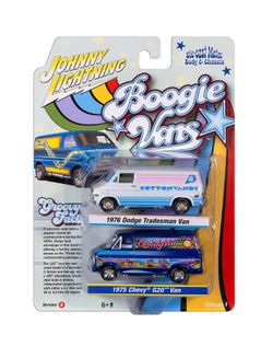 JOHNNY LIGHTNING 2 CAR SET BOOGIE VANS 1976 Dodge Tradesman 1975 Chevy G20 1:64