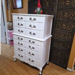 French Provincial Highboy Dresser Chest Solid Wood Measurements On Picture PICKUP ONLY 