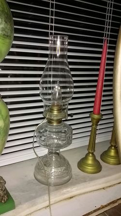Vintage Pressed Glass Hurricane Lamp