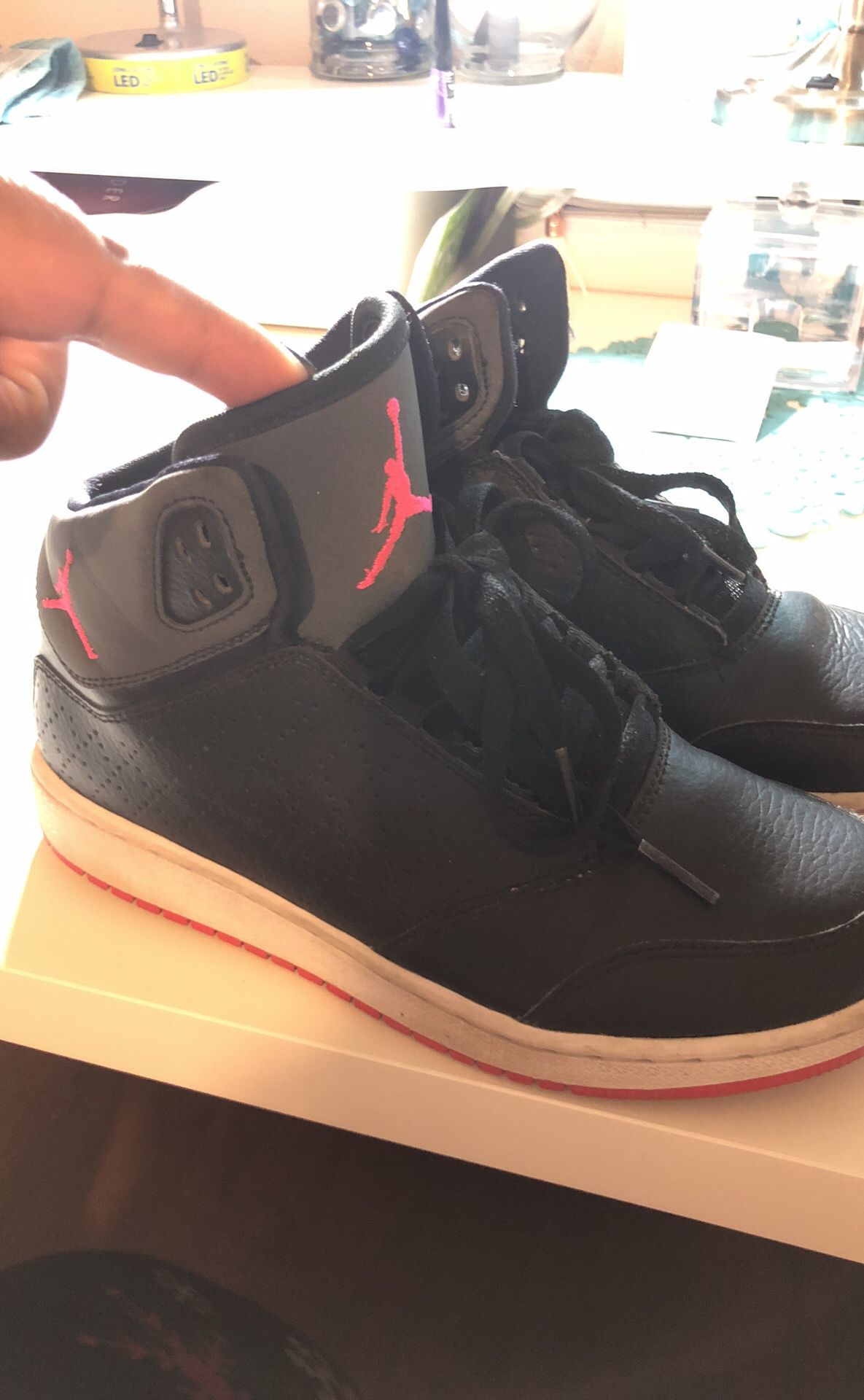 Jordan’s black with pink lettering size 4y