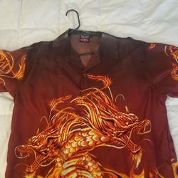 Flaming Red Dragon Dress Shirt