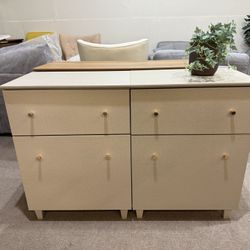 Brand new Set of 2 Buffet Cabinets for Dining Room, 47.2" Kitchen Wood Sideboards with Drawers and Doors, 2-in-1 Modern Dark Beige Console Table with 