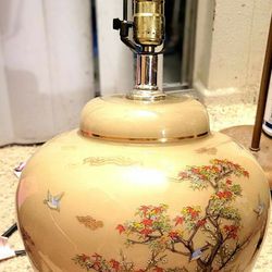 1970s cherry blossom glass ginger jar lamp 