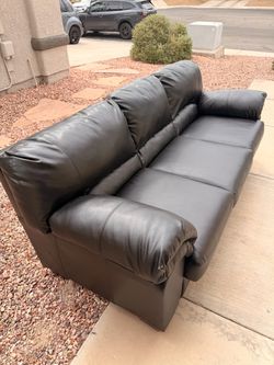 Black Leather 3-Seater Sofa / Couch