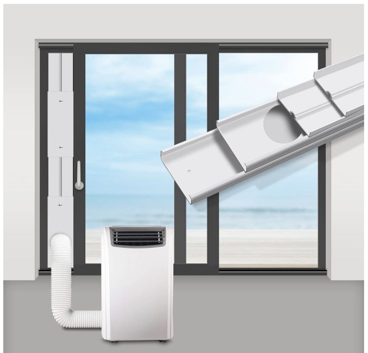 Gulrear Portable Air Conditioner Sliding Door Vent Kit,Universal Balcony Sliding Door Seal Plate for Portable AC