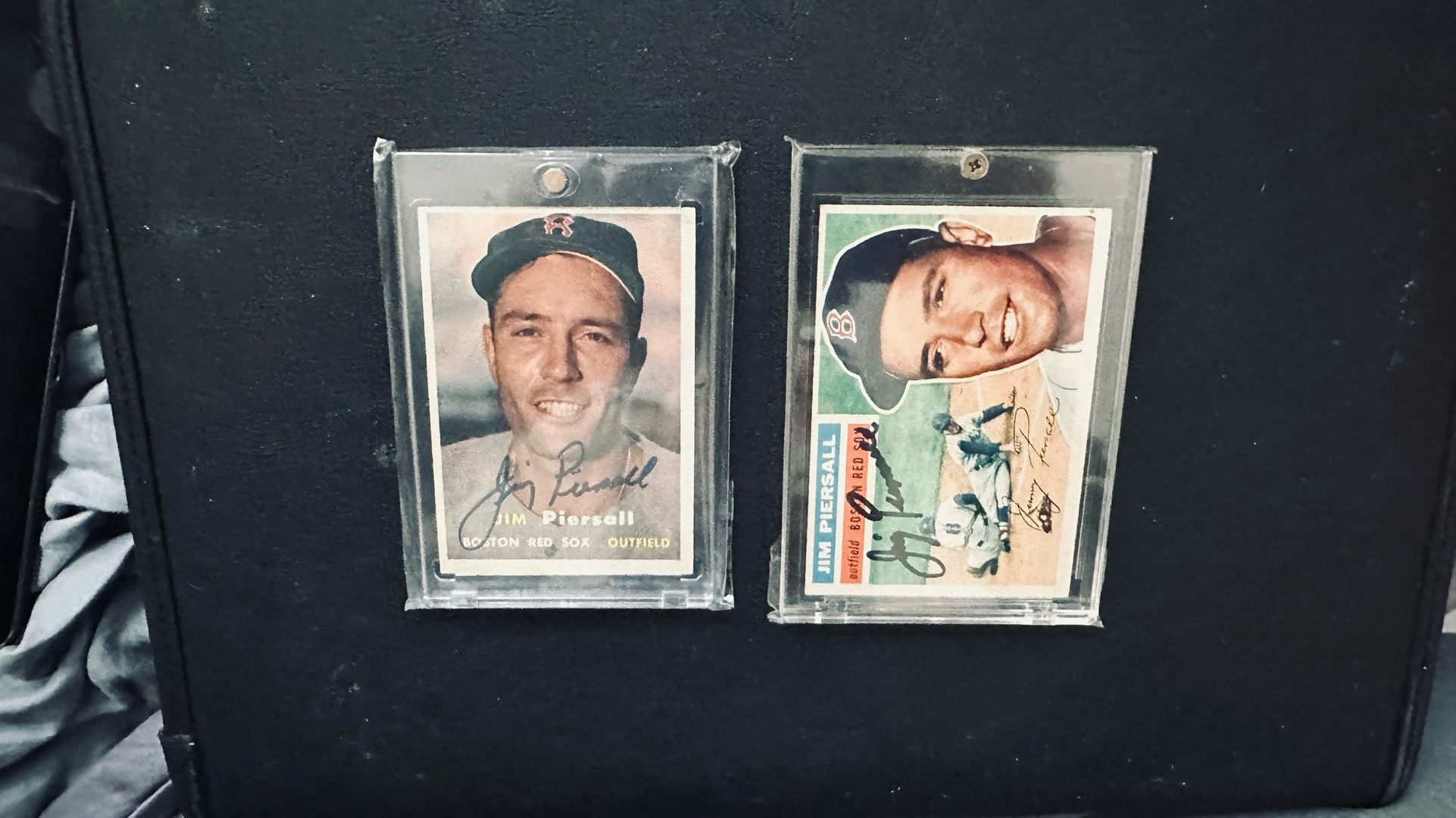 2 Rare Topps Autographed 1950’s Jimmy Piersall Autographed Baseball Cards Red Sox