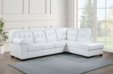 New in box white faux leather sectional no credit needed payment plan