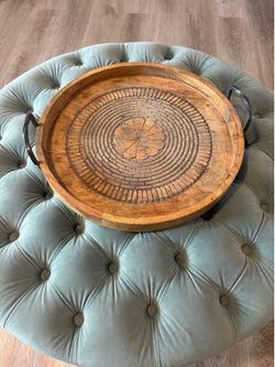 Modern Tufted Velvet Ottoman / Coffee Table – Gold Base
