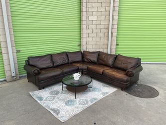 *Free Delivery* Brown Bernhardt Leather Sectional Couch Sofa