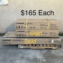 NEW Husky 46” Adjustable Height Work Table w/Wood Top, Gloss Black **1 Available, $165**