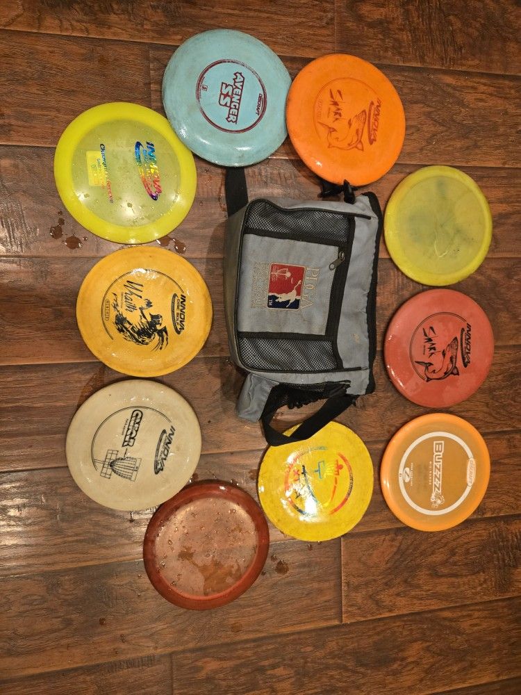 Disc Golf Discs And Carrying Bag