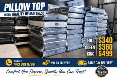 🔥 Special Queen Pillows Top With Free Box Spring - Same Day Delivery