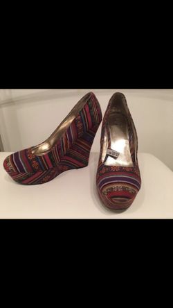 Multi colored wedge shoes