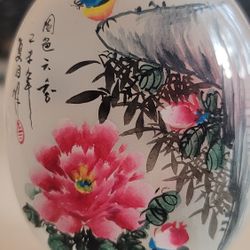 Vintage Chinese Perfume Snuff Bottle Inside Painted w/ Original Case