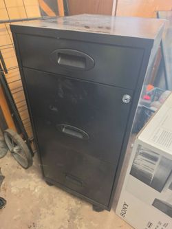 Three drawer file cabinet black with wheels