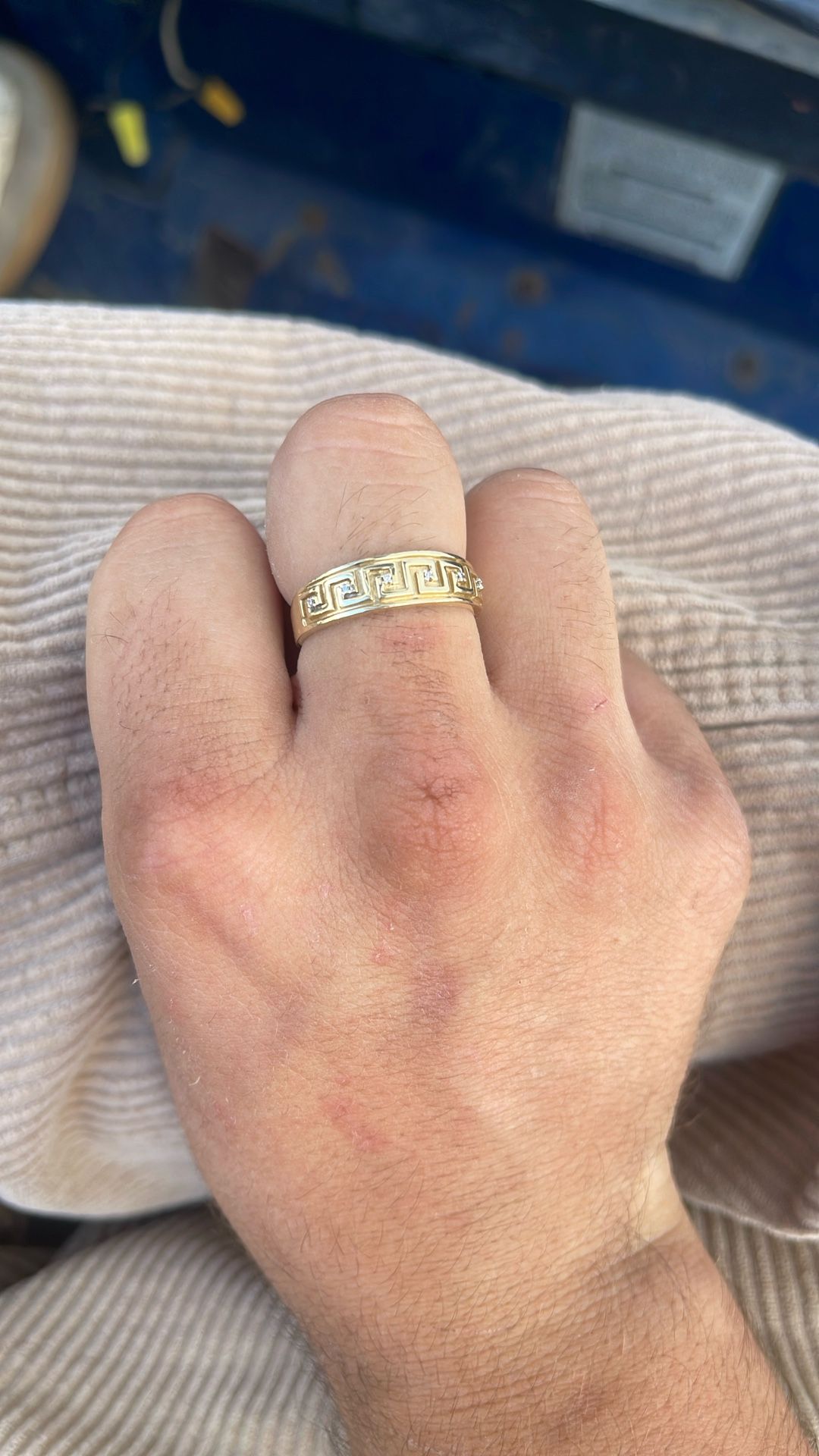 Sk 14k Gold Greek Design With 6 Diamonds