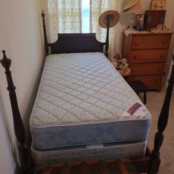 Mattress box spring and vintage bed frame