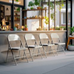 Homy Casa FRIEDA  4PC Folding Chair Set for Home and Workspace, Grey
