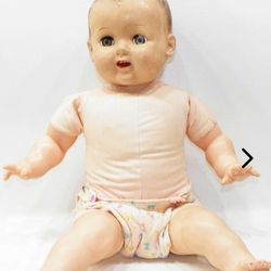 Vintage Vinyl and Cloth Baby Doll in Diaper 18 Inches