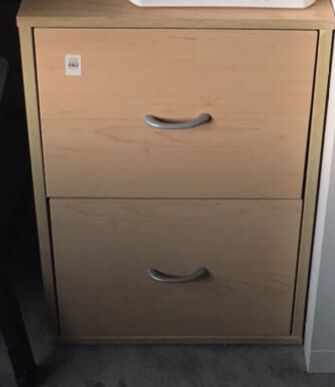 Wood Filing Cabinet, Light Brown, Two Drawers. 2 Feet Tall By 1 Foot And A Half Wide