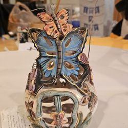 Vintage Ceramic Butterfly Votive Candle House