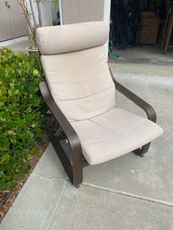 IKEA POÄNG Armchair – Dark Brown Frame with Beige/Tan Cushion Furniture