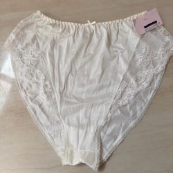 NOS Vintage Kayser White Satin Lace Panties Australian Made Size10-16 Sheer Nylon Briefs