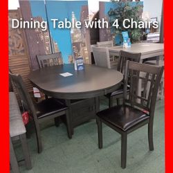✨ Dining Table With Leaf And 4 Chairs
