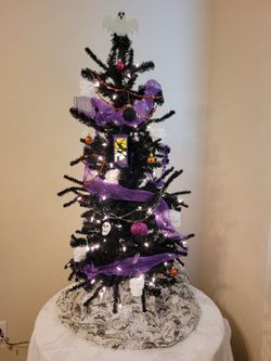 Black Halloween Elegant Lighted Tree Over 4ft It's a Thriller