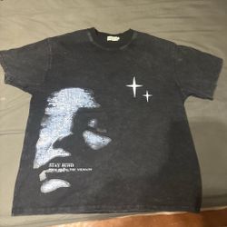 Acid Wash Graphic T-Shirt with Face Print