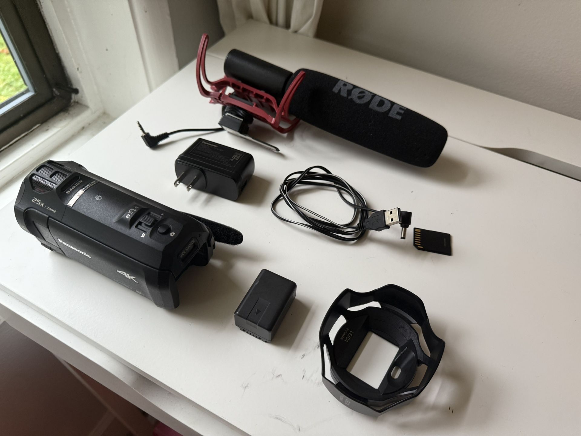 Panasonic 4K HC-VX870, Rode Shotgun Mic, & SanDisk 128GB Memory Card