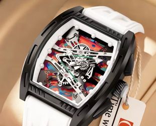 black tonneau case with a white silicone strap