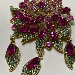 Large Rhinestones Crystal Rose Brooch
