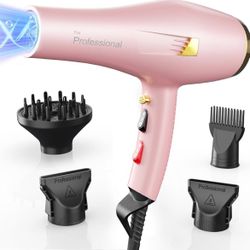 Dekuri Professional Ionic Hair Dryer AC Motor Fast Drying Salon Blow Dryer with Diffuser, Comb, Nozzle, Concentrator, for Curly and Straight Hair