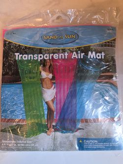 NEW UNOPENED ~  SAND N SUN PINK TRANSPARENT AIR MAT POOL FLOAT ~ ADULT SIZE