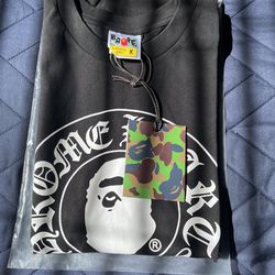 Black Bape X chromes heart tee shirt size M