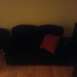 Black Suede Loveseat And Recliner