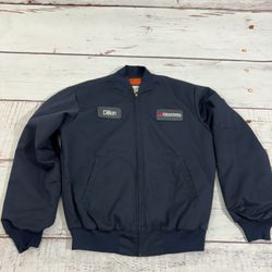 Cintas Work Quilted Lined Navy Blue Utility Jacket  bomber Men’s size medium full 